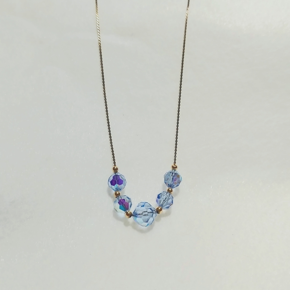 Vintage Tommy's 14 k GF w 5 Sliding light blue AB Crystals w tiny gold beads